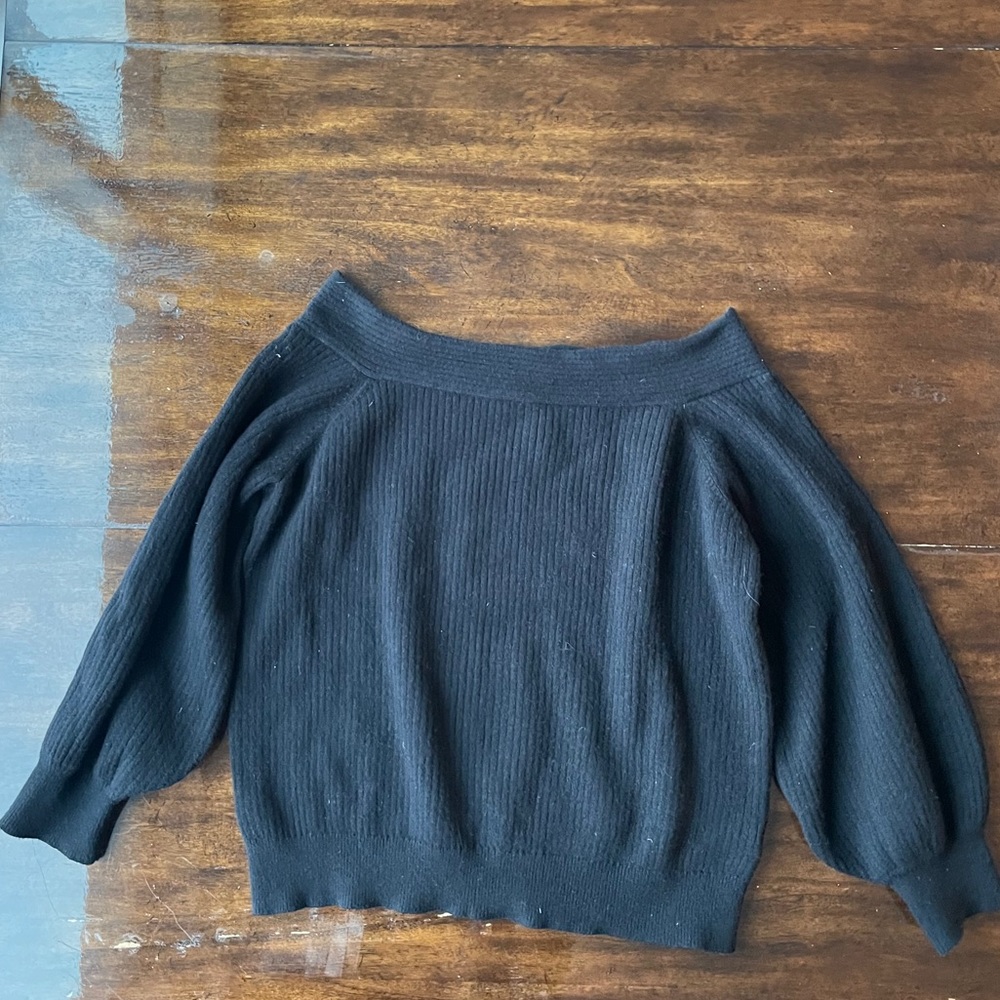 Anthropologie off shoulder black sweater XL